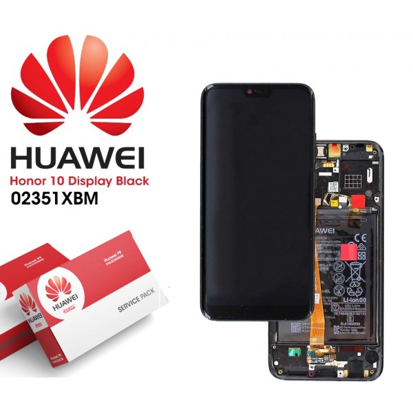 Дисплей с тъч скрийн Huawei Honor 10 ALP-L09 ALP-L29 black с рамка и батерия оригинален SERVICE PACK